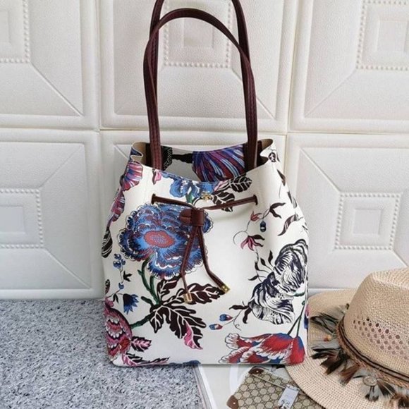 Tory Burch Handbags - TORY BURCH Kerrington Drawstring Tote Bag Floral
